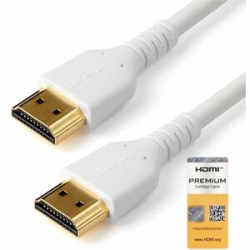 StarTech.com 6.6ft (2m) Slim Hdmi 2.0 Cable, Flexible Premium Hdmi Cord With Ethernet, 4K 60Hz HDR10, Aramid Fiber With Tpe Jacket, White - Slim Hdmi 2.0 Cable Supports 4K Visuals And Immersive Audio - 4K60Hz, 18Gbps, HDR10, 32-channel Surround Sound, Do