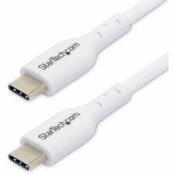 StarTech.com 1m (3.3ft) White USB-C Charging Cable, USB 2.0 Type-C Laptop Charger Cord, 60W Power Delivery, Tpe Jacket, Data Transfer Cable - USB-C Charging Cable Supports 60W/3A Power Delivery And 480Mbps; Fast Charge From A USB-C Wall Charger/power Ban