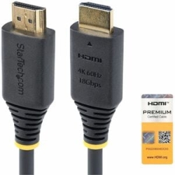 StarTech.com 1.6ft (50cm) Premium Certified High Speed HDMI Cable, 4K 60Hz/1440p 144Hz, 18Gbps, UHD HDMI 2.0 Cord, Tpe Jacket - Premium Certified High Speed HDMI Cable Supports 4K60Hz W/HDR10/HDCP 2.2/Arc; Connector Markings For Quick Visual Identificati