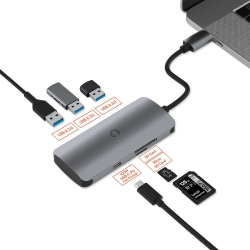 Cygnett Unite SlimMate 6-in-1 Usb-c Multiport Hub Adapter Dock-(CY3316HUBC3)3xUSB-A 3.0 1xUSB-C 100W Pd 1xSD 1xMicroSD High-Speed Data,2Years Warranty CY3316HUBC3