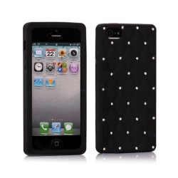 Silicone Case With Diamond Decoration For Iphone 5 Black MOBACC5911SILD5