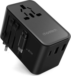 Choetech PD5020 35W Eu/Us/Aus/Uk Travel Adapter With Built-in Usb-c Cable - Black ELECHOPD5020