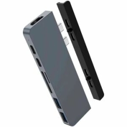 HyperDrive Duo Hd28C-Silver 7 Port(s) USB Type C Docking Station For MacBook - Charging Capability - Memory Card Reader - MicroSD, Sd - Silver - 4K, 5K, 4K @ 60Hz - 3840 X 2160, 5120 X 2880 - 2 X USB Type-A Ports - USB Type-A - USB Type-C - Hdmi - Thunde