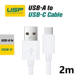 Usp Usb-c To Usb-a Cable (2M) White - 3A, Durable, Fast Charge, High Quality, Samsung Galaxy, IPad, MacBook, Google, Oppo, Nokia, 5 Years Warranty 6972890207545