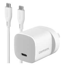 Comsol 30W GaN USB-C Wall Charger + 1.5M USB-C To USB-C Cable AC30KCCW