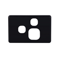 4C | Classic Single Power Point With Extra Switch Polycarbonate Cover Plate - Black Colour 040.000.0059