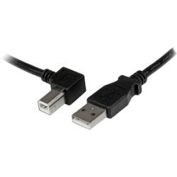 StarTech.com 1m USB 2.0 A To Left Angle B Cable - M/M - Connect Hard-to-reach USB 2.0 Peripherals, For Installation In Narrow Spaces - USB Printer Cable - 1m USB A To B Cable - Angled USB Cable - Left Angle USB Cable - Cord - 1x USB 'A' (m), 1x USB 'B' (