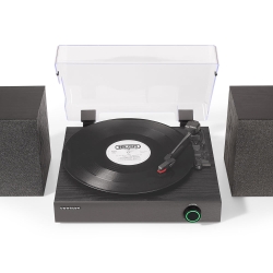 Crosley Zane 3-Speed Bluetooth Vinyl Record Player Turntable, With Matching Stereo Speakers - Black CR7503A-BK4