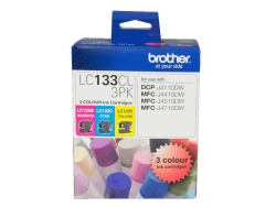 Brother LC133 Colour Value Pack, 1X Cyan 1X Megenta 1X Yellow LC-133CL-3PK
