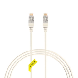 1m CAT6A RJ45 S/Ftp Thin Lszh 30 Awg Network Cable | 10 Pack White 004.300.3003.10PACK