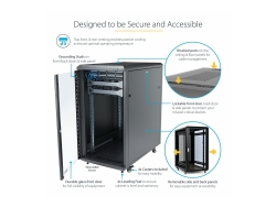 Startech 18U 19&QUOT; Server Rack Cabinet 4 Post 6-32&Quot; Deep Mobile W/Casters Ltw RK1836BKF