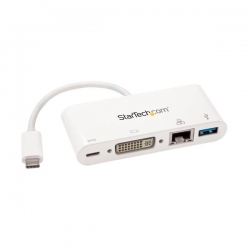 Startech Usb-c Multiport Adapter For Laptops - Usb Power Delivery 2.0 - Dvi - Gbe - Usb 3.0 - Usb