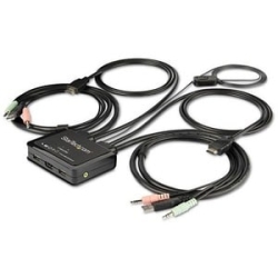 2 Port Hdmi Kvm Switch - 4K 60Hz - Compact Dual Port UHD/Ultra Hd USB Desktop Kvm Switch W/Integrated 4ft Cables & Audio - Bus Powered & Remote Switching - MacBook ThinkPad (SV211HDUA4K) SV211HDUA4K