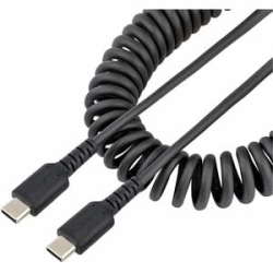 StarTech.com 3ft (1m) USB C Charging Cable, Coiled Heavy Duty Fast Charge & Sync Usb-c Cable, High Quality USB 2.0 Type-C Cable, Black - Cable For Mobile Device, IPad Pro, IPad Mini - First End: 1 X 24-pin USB 2.0 Type C - Male - Second End: 1 X 24-pin U