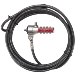 Targus Defcon Pa410S-25 Cable Lock For Notebook - Taa Compliant - 1.98 M (4.06 Mm Dia) Cable - 4-digit - Patented T-bar/Combination Lock - Black - Galvanized Steel - For Notebook PA410S-25
