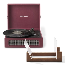 Crosley Voyager Bluetooth Portable Turntable + Bundled Crosley Record Storage Display Stand - Burgundy CR8017BSS-BU4