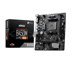 Msi B450M-A Pro Max Ii AMD M-Atx Motherboard - AM4 Ryzen, 2xDDR4-max64GBCapacity,1xPCIe X16slot, 4xSATA 6Gb, 6xUSB3.0, 6xUSB2.0, Dvi-D HDMI, 2.5G LAN B450M-A PRO MAX II