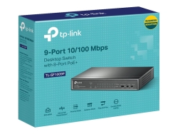 Tp-Link 9-Port Unmanaged Switch, 10/100(9), POE+(8), 65W, Metal Case, 5YR TL-SF1009P