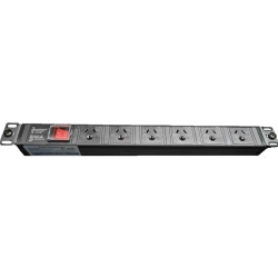4Cabling 1RU 6 Way Gpo Rack Mount Pdu Power Rail With Red ON/Off Switch And Fixed 10A Power Cord PDU.6WRS.10A