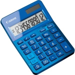 Canon Ls-123K Simple Calculator - Angled Display, Dual Power, Key Rollover, Sign Change, Double Zero, Auto Power Off, Non-slip Rubber Pad, Large Display - Battery Powered - 25 Mm Height X 104 Mm Width X 145 Mm Length - Metallic Blue - Plastic, Plastic LS