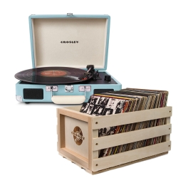 Crosley Cruiser Bluetooth Portable Turntable - Turquoise + Bundled Crosley Record Storage Crate CR8005FSC-TU4