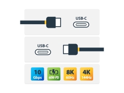 Startech 50CM USB-C 3.1 Cable, TB 3 Compatible, Black, 2YR USB31CC50CM