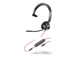 HP Poly Blackwire 3315 Ms , Mono Corded USB-C Headset, 3.5MM Incl USB-A Adaptor 8X218AA