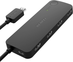Benfei 365BK Hdmi Switch 4 In 1 Out 4K@60Hz, 2K@144Hz, Hdcp 2.3 (with Adaptive Equalization Support 30ft Hdmi Transmit) ELEBEN365BK