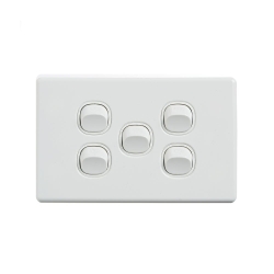 4C | Elegant Wall Switch 5 Gang 250V 16A | Horizontal 040.0.0090