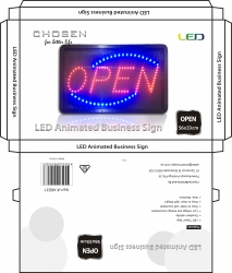 Chosen Branded " Open" Led Sign Board 56x33cm Elecho5633s
