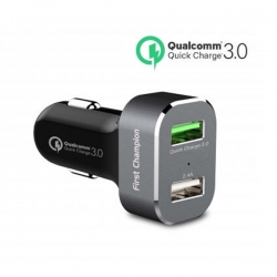 First Champion Usb Car Charger - 2 Usb Ports With Qc 3.0 Elefir730wqc3