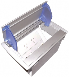 4cabling Elsafe: Axxess Qf25 - 2 Gpo/ 4 X Data Cutouts Anodised Lid - Grey/ Silver 160549