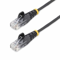 StarTech 15m Black Slim CAT6 Ethernet Cable, Snagless RJ45, Utp, Lszh, 28AWG Pure Bare Copper, Slim Network Patch Cord - Slim Utp Cat6 Cable Supports 10Gbps And 100W PoE; Ideal For Crowded Installations; 36% Slimmer For Improved Airflow; Low Near-End Cro