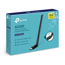 TP-Link Archer T2U Plus AC600 High Gain Wi-Fi Dual Band USB Adapter,433Mbps At 5GHz + 200Mbps At 2.4GHz, USB 2.0, 1 High Gain Antenna Archer T2U Plus
