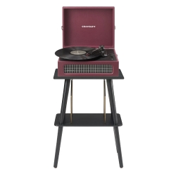 Crosley Voyager Bluetooth Portable Turntable + Entertainment Stand Bundle - Burgundy CRIW8017BST-BU4