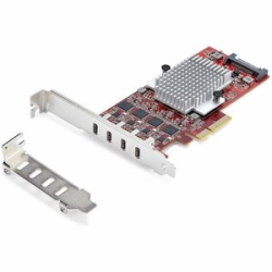 StarTech.com USB Adapter - PCI Express X4 - 1.25 GB/s, 640 MB/s, 60 MB/s, 1.50 MB/s, 140.80 KB/s - Desktop, Server - Internal - Red - Taa Compliant - Uasp Support - 4 Total USB Port(s)1 Sata Port(s) - Pc, Mac P10Q4C-USB-CARD