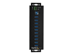 Startech.Com 10 Port USB 3.0 Hub, Industrial, Metal, Esd & Surge Protection, Mount, Dc, 2Y HB30A10AME