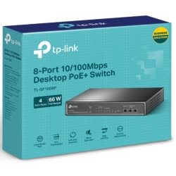 TP-Link Tl-Sf1008P 8-Port 10/100Mbps Desktop Unmanaged Switch 4-Port PoE 57W Ieee 802.3af, Fanless TL-SF1008P