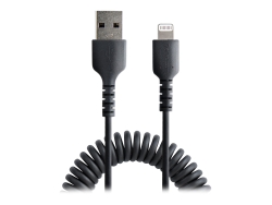 Startech 1M/3Ft USB To Lightning Cable, Mfi Certified, Coiled, Black 2YR RUSB2ALT1MBC
