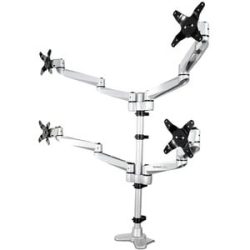 StarTech.com Desk Mount Quad Monitor Arm, 4 Vesa Displays Up To 30" (24.8lb/11.3kg), Premium Ergonomic Articulating Adjustable Pole Mount - Vesa 75x75/100x100mm Desk Mount Quad Monitor Arm 2x2 Supports 4 Displays Up To 30in (24.8lb/screen) - Ergonomic He