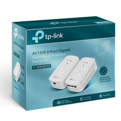 TP-Link Tl-Pa8033P Kit AV1300 Passthrough Powerline Kit, Qualcomm, 3 Gigabit Ports, 1300Mbps Powerline, 2*2 Mimo, HomePlug AV2, New Plc Utility, Twin TL-PA8033P KIT
