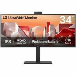 LG 34Ba85Qe-B 34" Class Webcam Uwqhd Curved Screen LED Monitor - 21:9 - Textured Black - 34" Viewable - In-plane Switching (Ips) Technology - 3440 X 1440 - 1.07 Billion Colors - 300 Cd/m² - 5 Ms - 60 Hz Refresh Rate - Speakers - Swivel, Height, Tilt - U