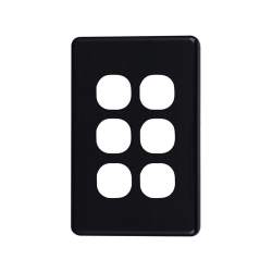 4C | Classic 6 Gang Switch Polycarbonate Cover Plate - Black Colour 040.000.0056