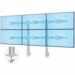 StarTech.com Six-Monitor Desk Mount With Crossbar, Up To 32-inch Computer Screens, Max 17.6lb (8kg) Each, Dual Column, C-clamp/Grommet - Six-monitor Mount W/ Crossbar Design For Monitors Up To 32"/17.6lb Each - Robust Dual Column Design - Micro-height Ad