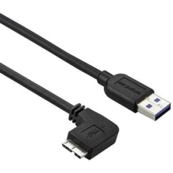 StarTech.com 0.5m 20in Slim Micro USB 3.0 (5Gbps) Cable - M/M - USB 3.0 A To Left-Angle Micro USB - USB 3.2 Gen 1 - Position Your USB 3.0 Micro Devices With Less Clutter And According To Your Configuration Needs, With A Thin, More Flexible Cable - 0.5m U