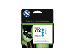 HP 712 3-Pack 29ML Cyan Designjet Ink Cartridge - T230/T250/T650/Studio IM712PK3CY