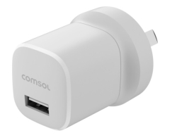 Comsol 12W Single Port USB-A Wall Charger White WCN24WH
