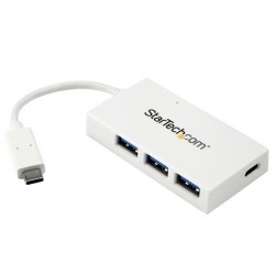 Startech 4 Port Usb C Hub - Usb-c To 1x Usb-c And 3x Usb-a - Usb 3.0 Hub - White Hb30c3a1cfbw