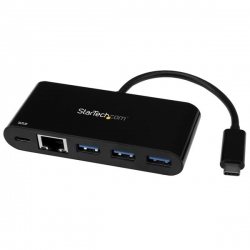Startech 3 Port Usb C Hub With Gigabit Ethernet And Power Delivery - Usb-c To 3x Usb-a - Usb
