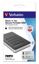 Verbatim Store 'n' Go Secure Portable HDD with Keypad Access 1TB - Black 53401
